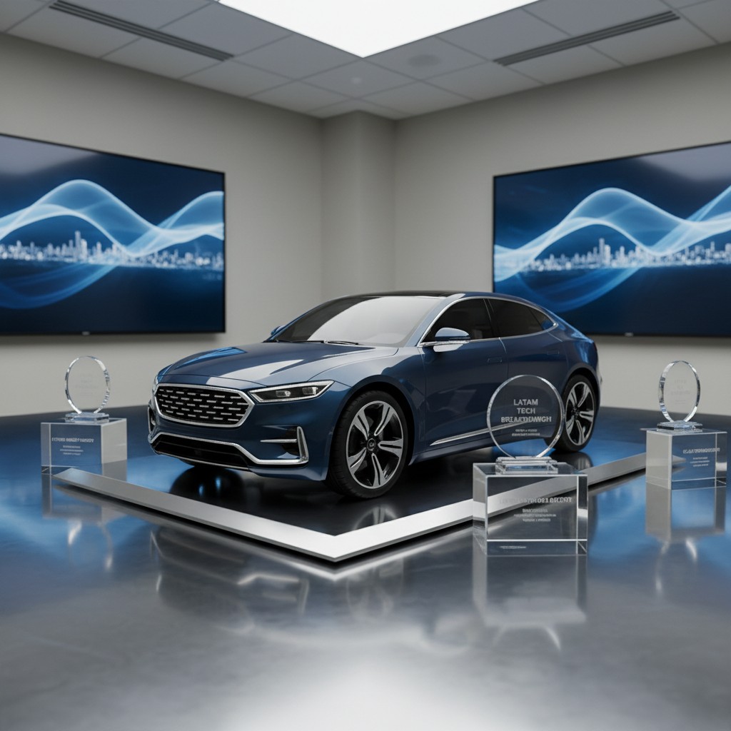 - La sala de exhibición muestra un coche Grand Coupé con premios multifacéticos. - La sala es sencilla y bien iluminada. -...