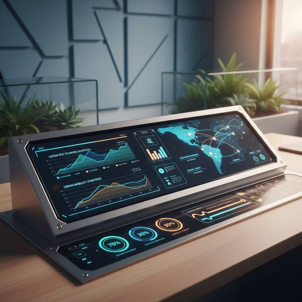 La pantalla presenta un análisis detallado de la recepción de turistas en América Latina, incluyendo la cantidad de recepc...